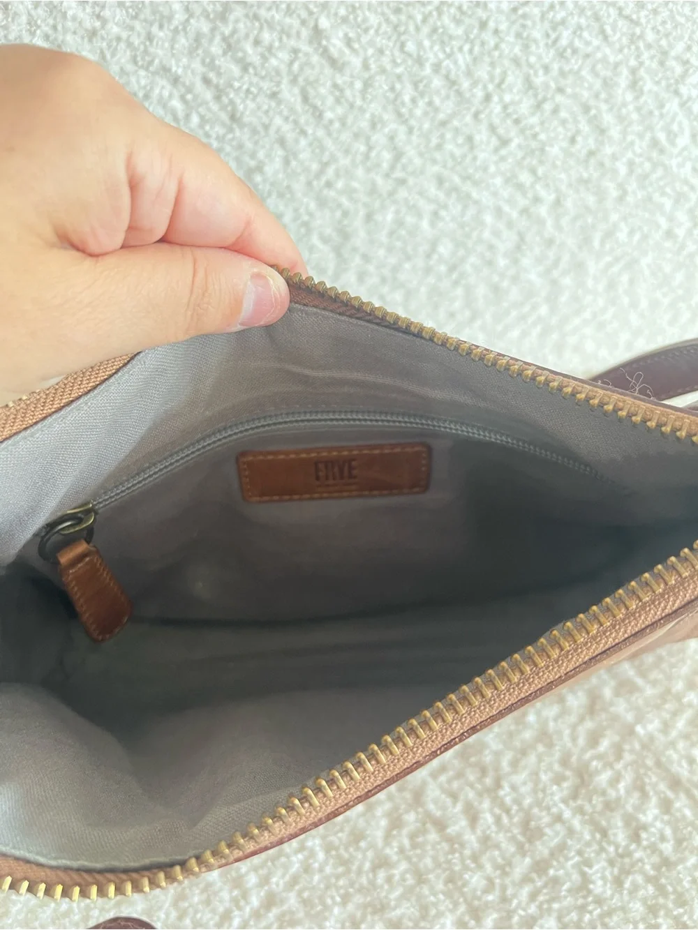 Frye Melissa‎ Zip Crossbody Leather Brown Purse Bag